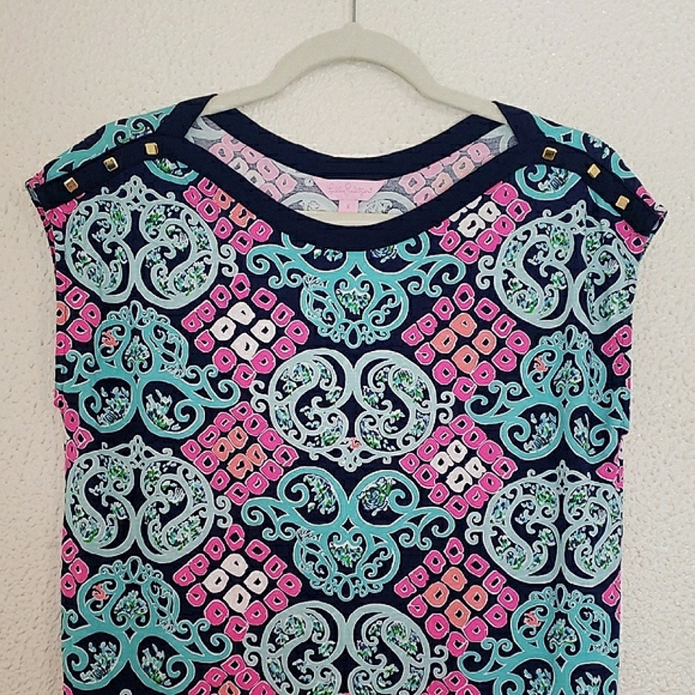 NWOT Lilly Pulitzer Rare Behind The Gate Robyn Mini Dress Pink Blue Retro Size S - Picture 4 of 13